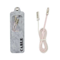 Кабель USB Lightning 1.2m с индикацией зарядки плоский плоский розовый ISA 115249 оптом