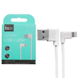 Кабель USB Lightning 1m L-образный разъем ISA белый оптом